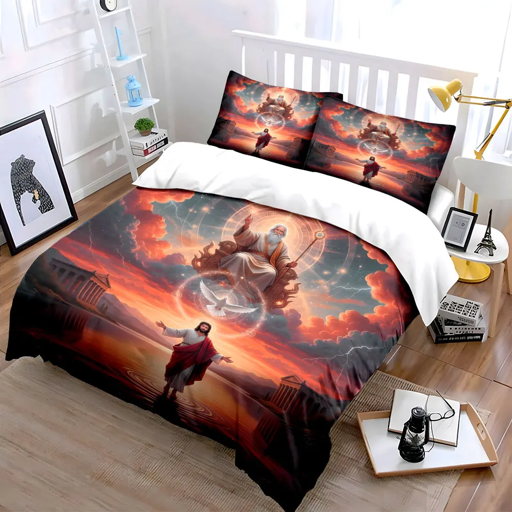 

"Divine Trinity Inspirational Artwork Set" kid's and adults' bedroom decor, Exquisite three-piece bedding set gift