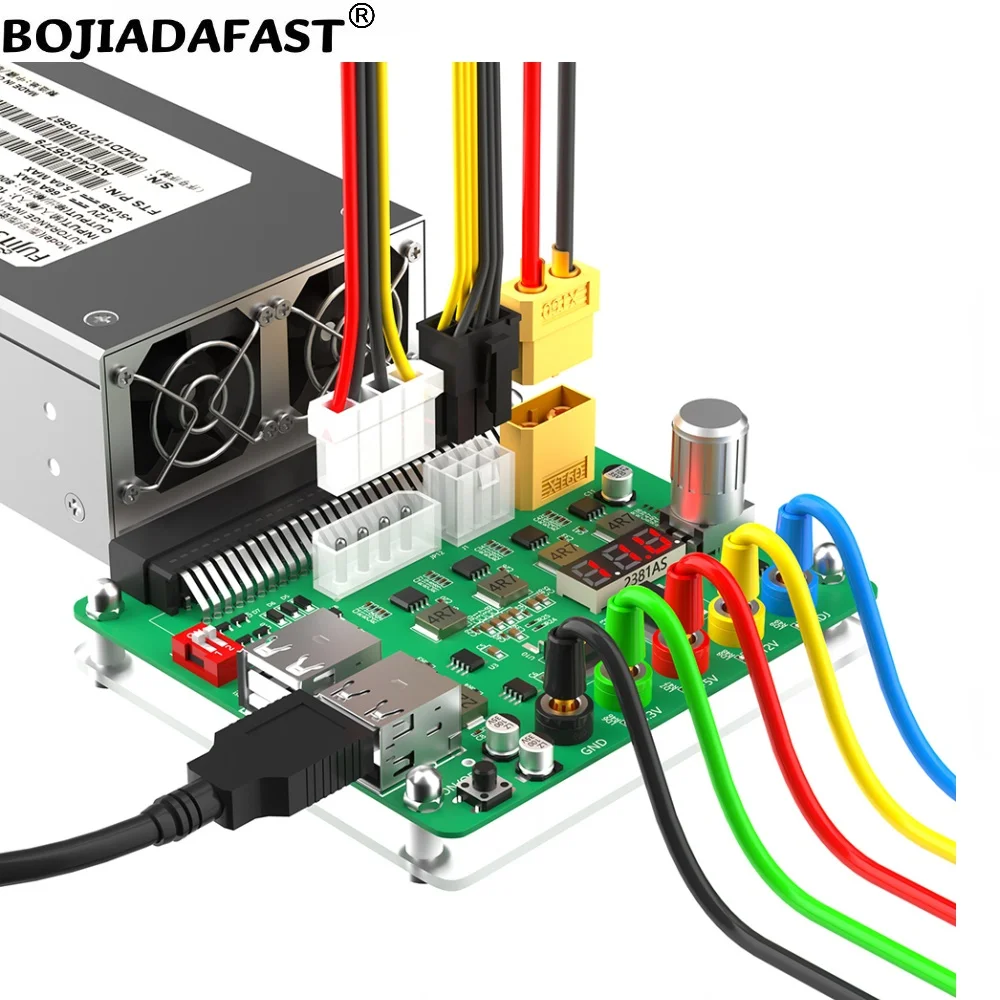 

64-контактный разъем, адаптер питания, коммутационная плата с 4 * USB 2.0 Molex 4PIN 6PIN XT60 для серверного блока питания HP DELTA FUJITSU LITEON
