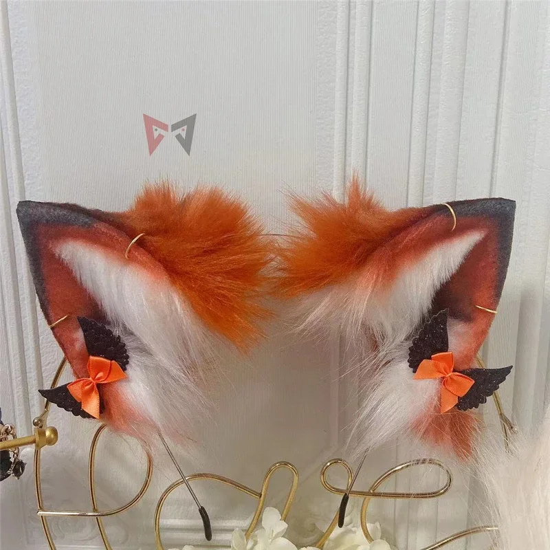 MMGG New Hand Made Red Fox Wolves Wolf Ears Hair Hoop Hairbands Headwear Tail Necklace Earrings For Girl Women High Quality