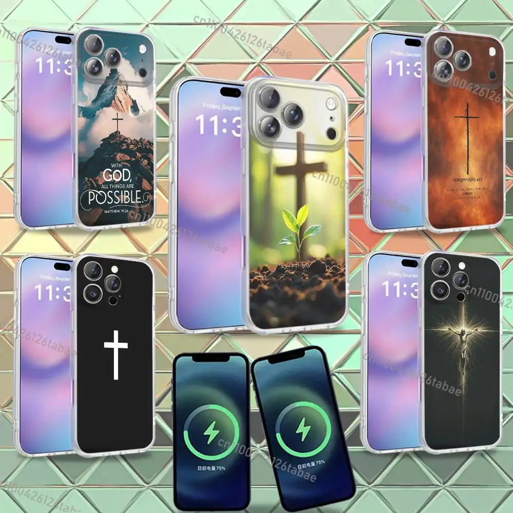 

NEW Cross Bible Verse Phone Case For iPhone 16,14,11,17,13,15,12,Air,Plus,Pro,Max,E,Mini Frosted for MagSafe Magnetic