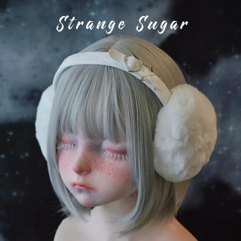 Autumn and Winter Warm Ears Covers Original Handmade Love Leather Buckle Plush Earmuffs Punk Earmuffs Headband
