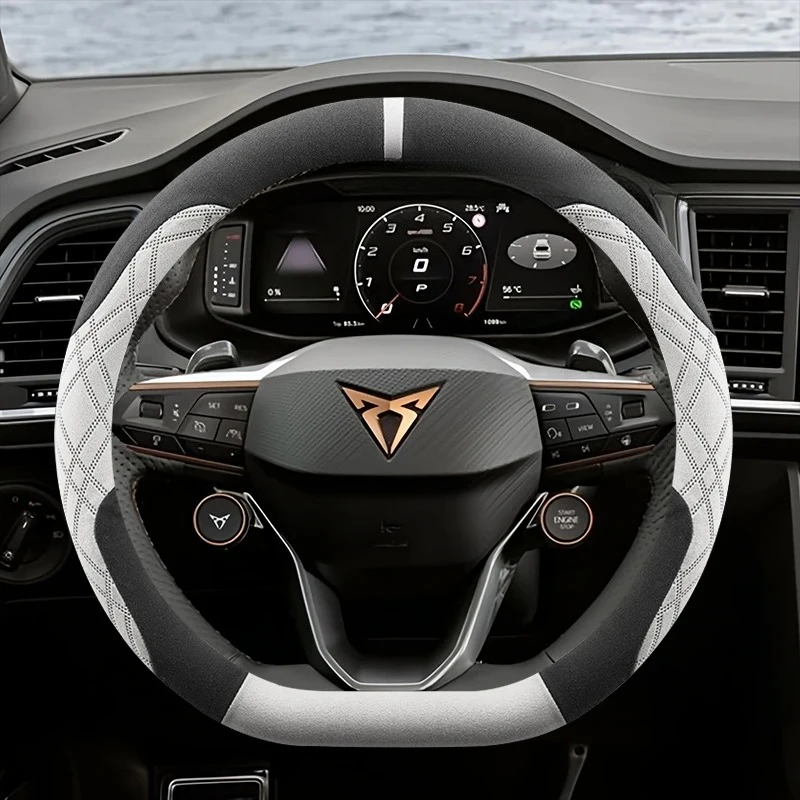 Luxuriöser Lenkradbezug aus Wildleder für Sportwagen, passend für CUPRA Ateca, Formentor, CUPRA Leon, CUPRA Born, Auto-Innenausstattung.