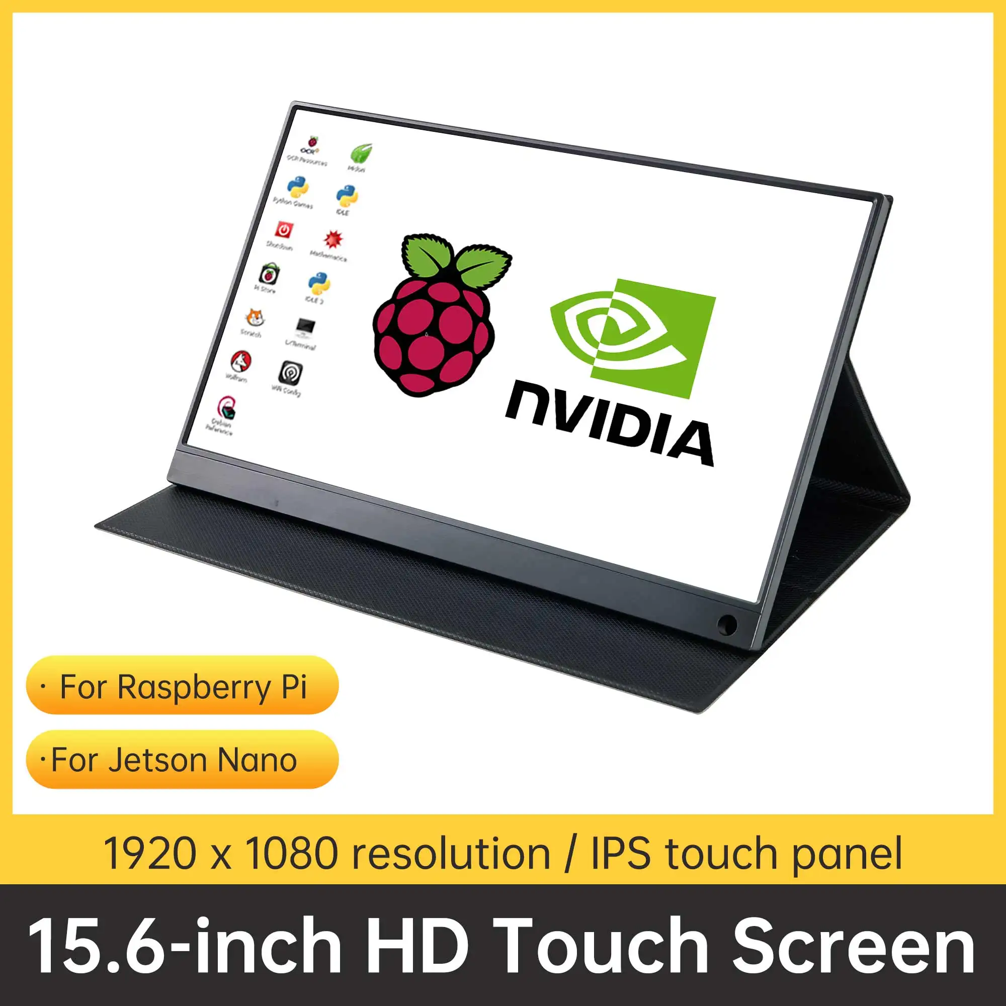 15.6-inch Touch Screen 1920*1080 HD Free Drive Compatible Display with Dual-channel Magnetic Speaker For Raspberry Pi/JetsonNANO