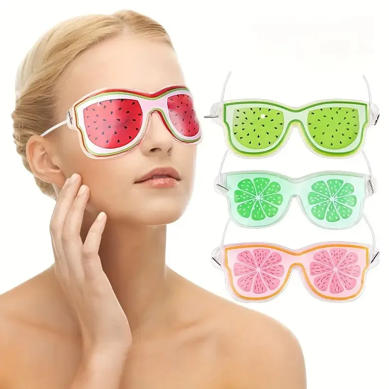 1pc Reusable Ice Compress Eye Mask，Watermelon Lemon Kiwi Fruit Pattern Gel Eye Mask Light Blocking Eye Patch Fatigue Relief