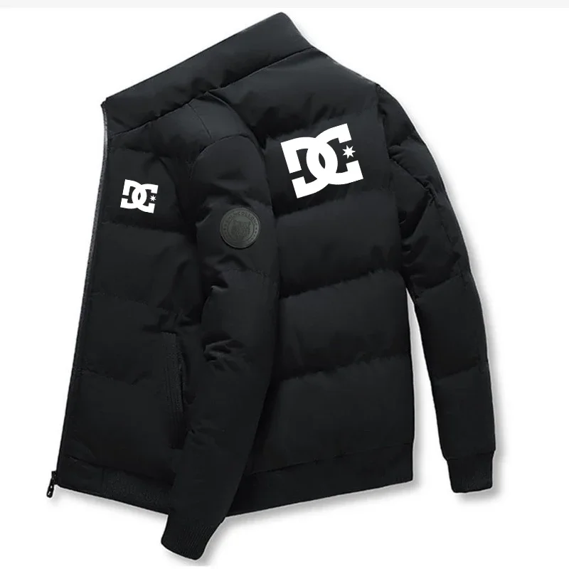 سترة رجالية قصيرة جديدة للخريف والشتاء مقاومة للرياح ودافئة وياقة واقفة مبطنة بالقطن، معطف رجالي بسحاب عصري