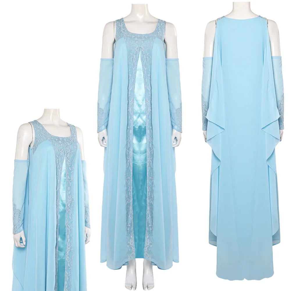 

Padme Cosplay Fantasy Amidala Blue Dress 1998 Movie Space Battle Costume Disguise Adult Women Roleplay Fantasia Party Outfits