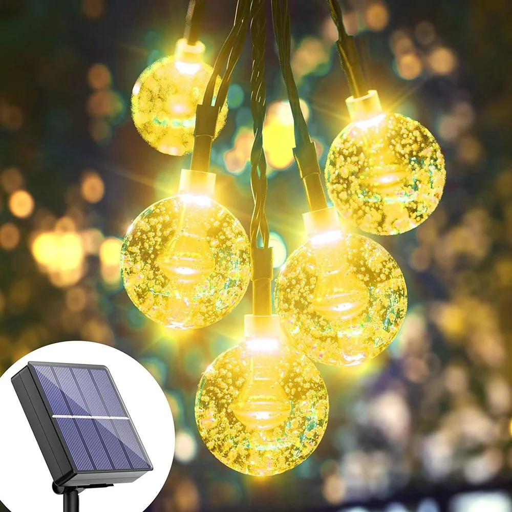 

Solar String Lights Outdoor 100Led Crystal Globe Lights with 8 Modes Waterproof Solar Powered Patio Light for Garden Party Decor