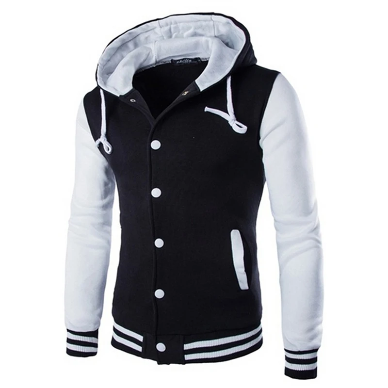 8 Colors Men\'s Baseball Jacket Hooded Jacket Eight Colors Slim Short Cardigan Sweater Brushed Hoodie Coat