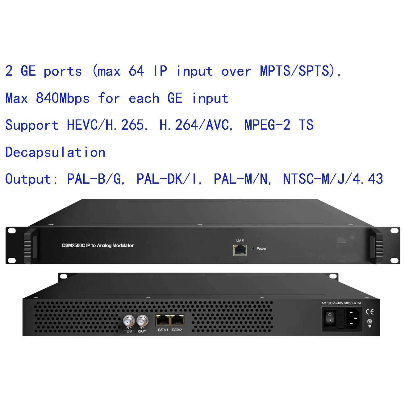 IP to analog RF modulator, IP to 32 programs PAL modulator, IP to 32 channels NTSC modulator