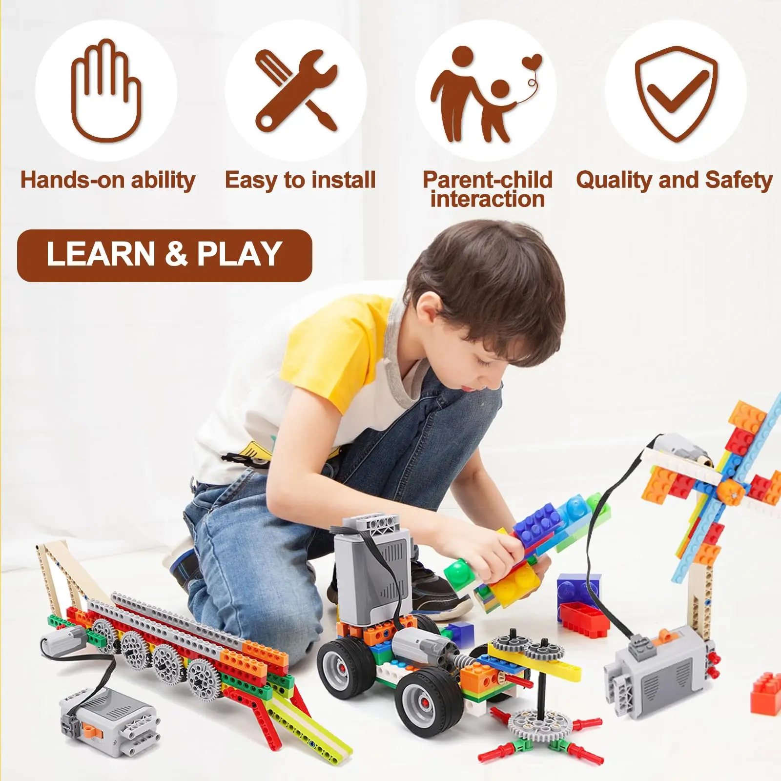 Building block motor M servo PF modified MOC remote control black explosion motor electric 9686 power group car battery box prog