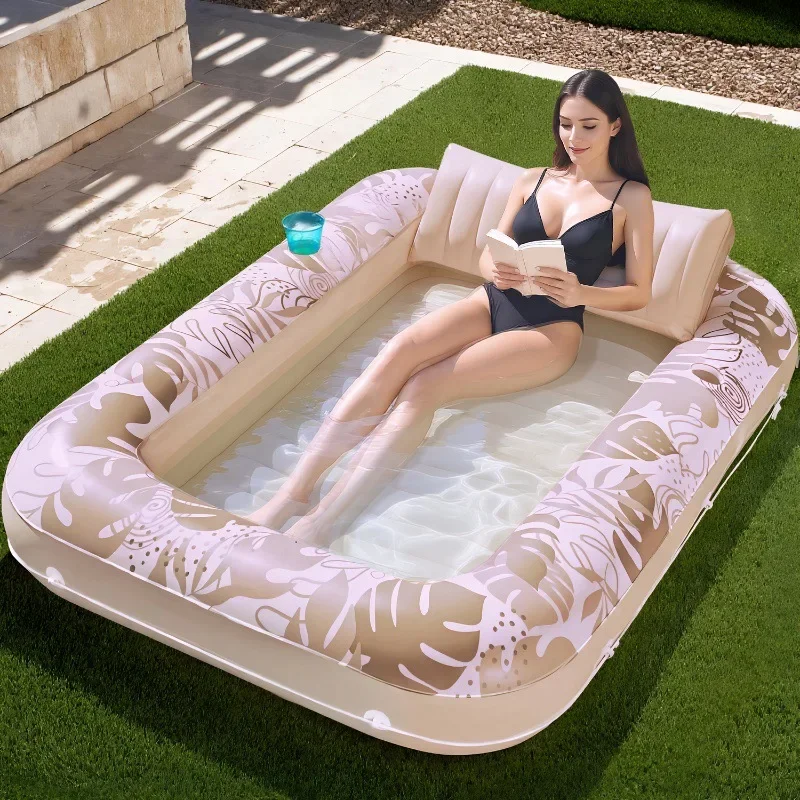 Portable Adult Inflatable Bathtub Tanning Pool Lounger Large Water Bed for Outdoor Sunbathing & Relaxation