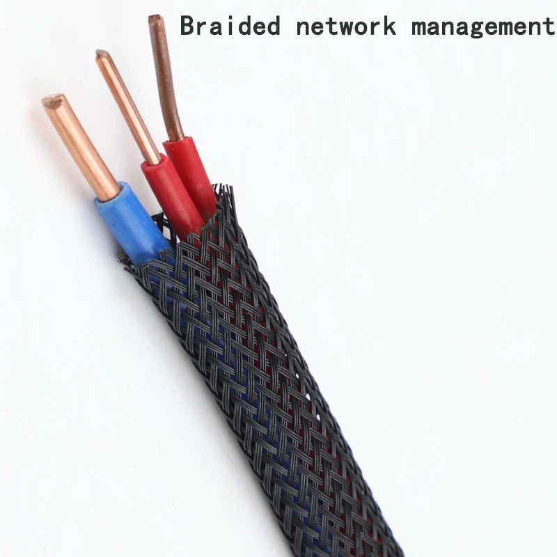 10m PET Elastic Woven Wire Mesh Black Encrypted Flame Retardant Woven Wire Mesh Nylon Computer Wire Mesh Tube Telescopic Sleeve