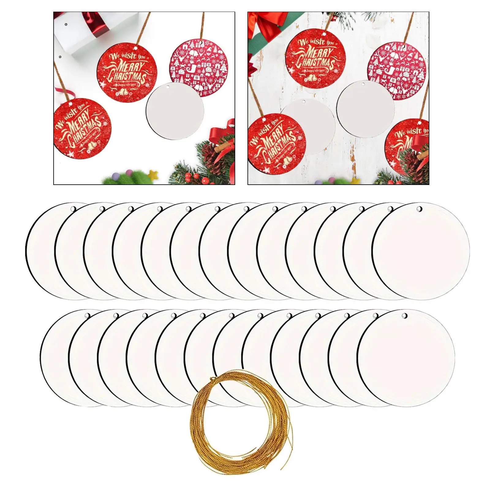 25 шт., деревянные сублимационные рождественские украшения, подвеска в виде елки, незавершенные ломтики дерева для поделок