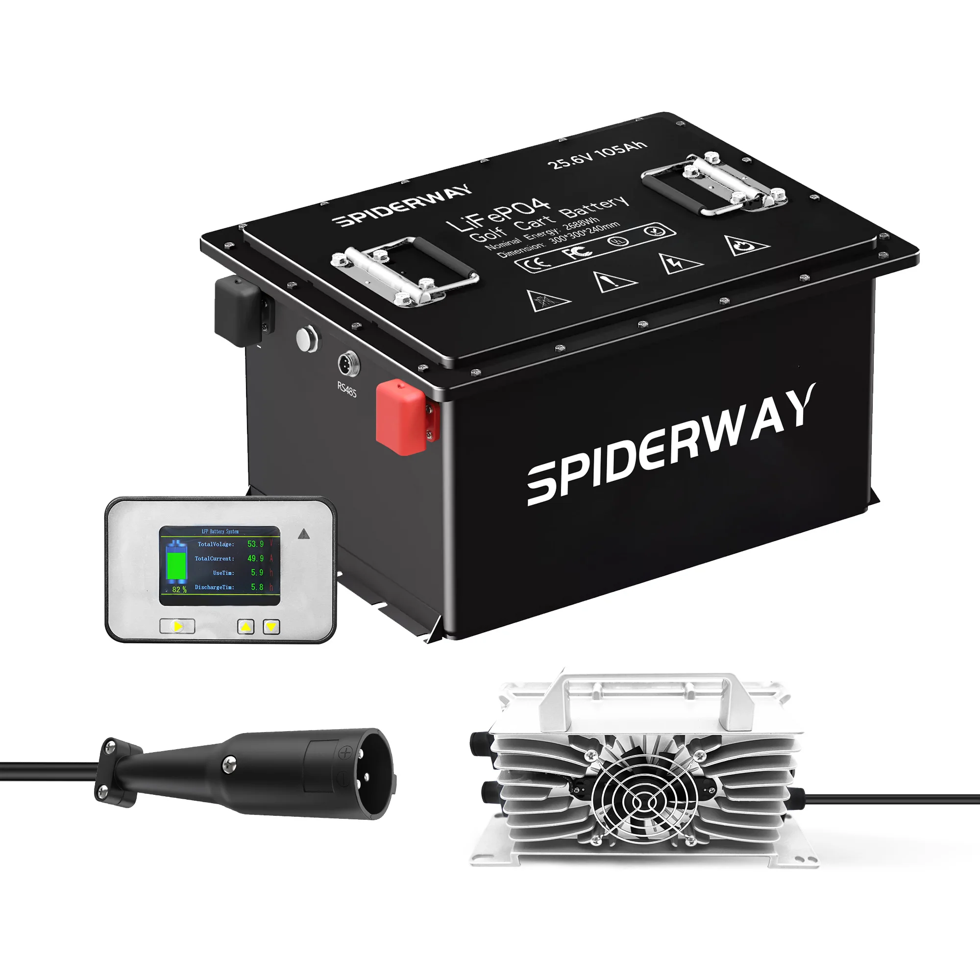 48 Volt 105ah LiFePO4 Lithium Battery Golf Cart Built-in Smart 200A BMS 25A Charger for Club Car Tempo Precedent Onward
