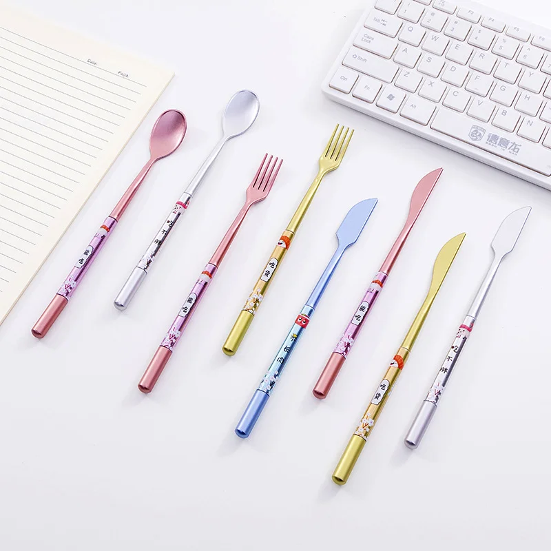 36pcs Wholesale Creative Spoon Cutlery Styling Gel Pen Black 0.5mm Student Gel Pens Wholesale Stationery Manufacturers