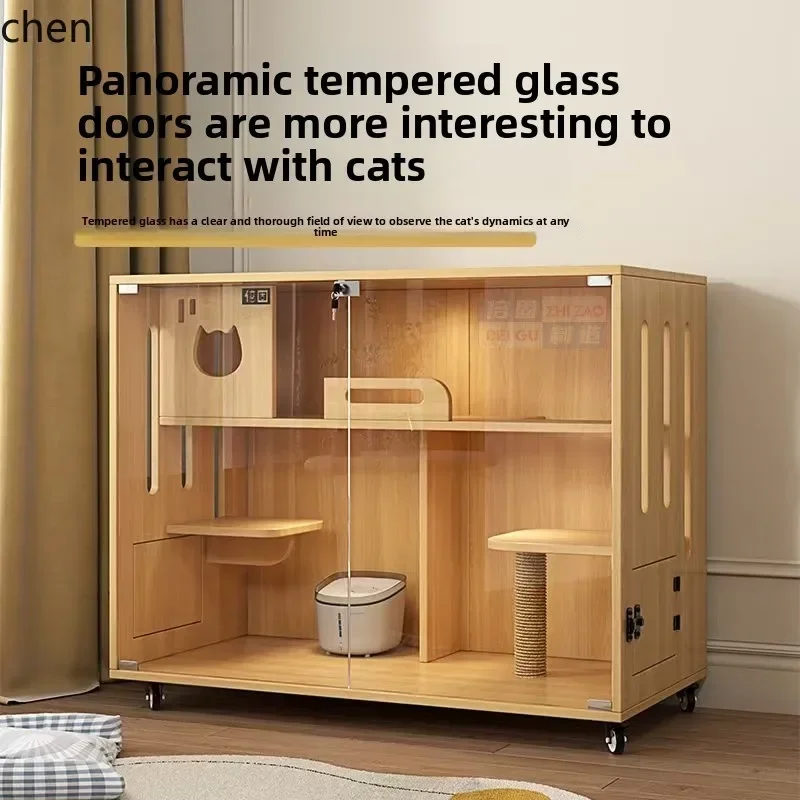 

YFY Pet Cat Villa Household Indoor Cat House Luxury Glass House Space 3rd Floor