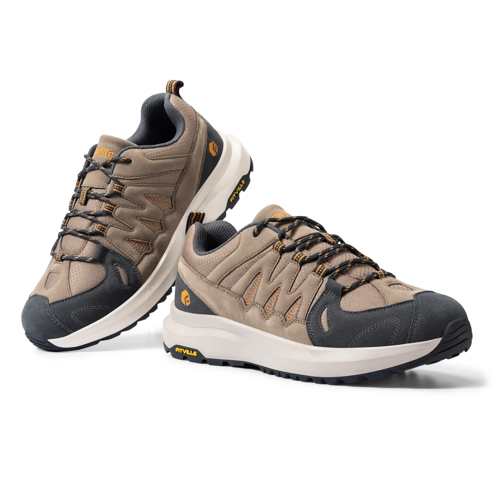 Buty męskie FitVille Szerokie wodoodporne trampki turystyczne do pracy na świeżym powietrzu z podparciem łuku stopy łagodzące ból pięty