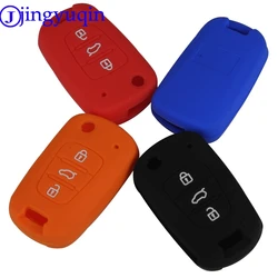 jingyuqin 4 Colors Silicone Car Key Cover Case For HYUNDAI i30 Verna Veloster for KIA K2 K5 Picanto Rio Sportage