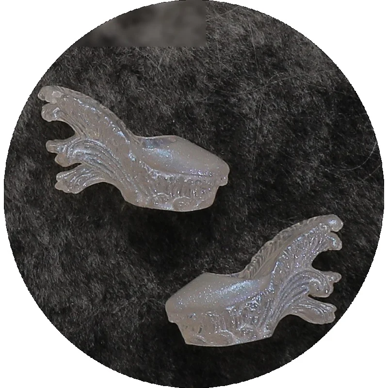 

JOYBJD BJD Shoes 1/4 Resin Fairy Sea Wave High Heels Girls Shoes Fit Muxi Daphne S4-230 Clear Pearl light Doll Accessories