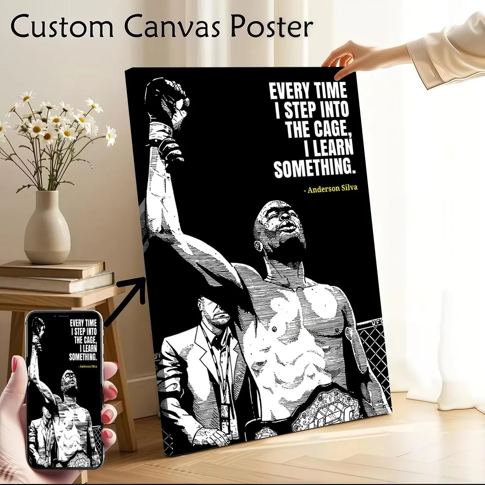 Anderson Silva Motivational Quote Canvas Poster Customizable Printed Canvas Painting Wall Art for Fans Decoration Living Room