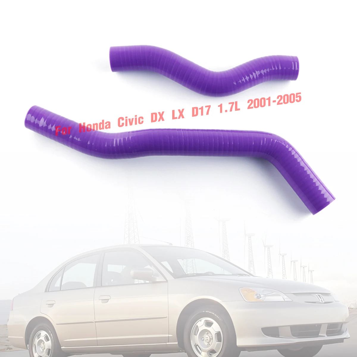 

2Pcs 3Piy For 2001-2005 Honda Civic DX LX D17 1.7L Coolant Pipe Silicone Radiator Hose 2002 2003 2004