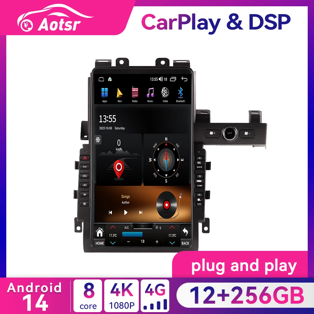 13.6 inches Android 14.0 Car Radio Player GPS Navi for Nissan GTR 2011-2017  Auto Stereo Multimedia carplay 4G SIM Head Unit