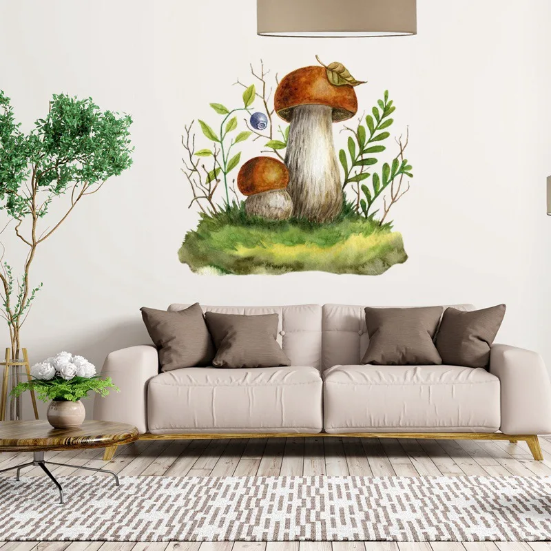Tri koshki RC070 Mushrooms in the forest Waterproof Kitchen Sticker Decal Kitchen Wall Refrigerator Door Sticker Door Sticker