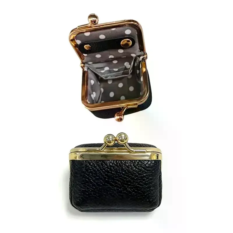 PU Leather Kiss Lock Coin Purse Solid Color Multifunctional Mini Small Item Bag Jewelry Bag Square Keys Lipsticks Earrings