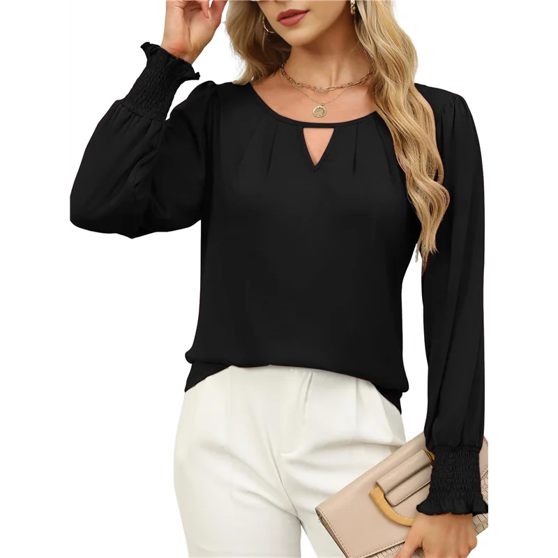 FX-Womens Long Sleeve Tops Business Casual Blouses Dressy Work Office Summer Flowy Shirt 2025 Trendy Outfits