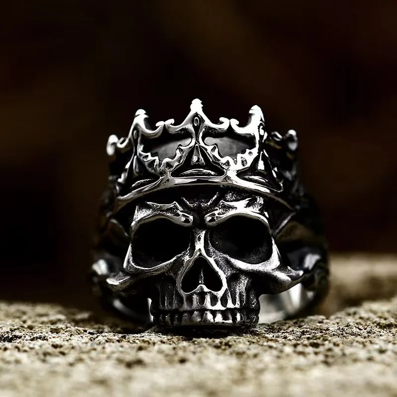 Men's Vintage Skeleton Crown Skull Ring