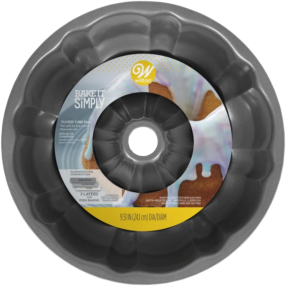 Molde para pasteles antiadherente, molde para hornear de tubo estriado de 951 pulgadas, horno redondo de acero aluminizado duradero, seguro 450F, fácil limpieza de liberación PFAS