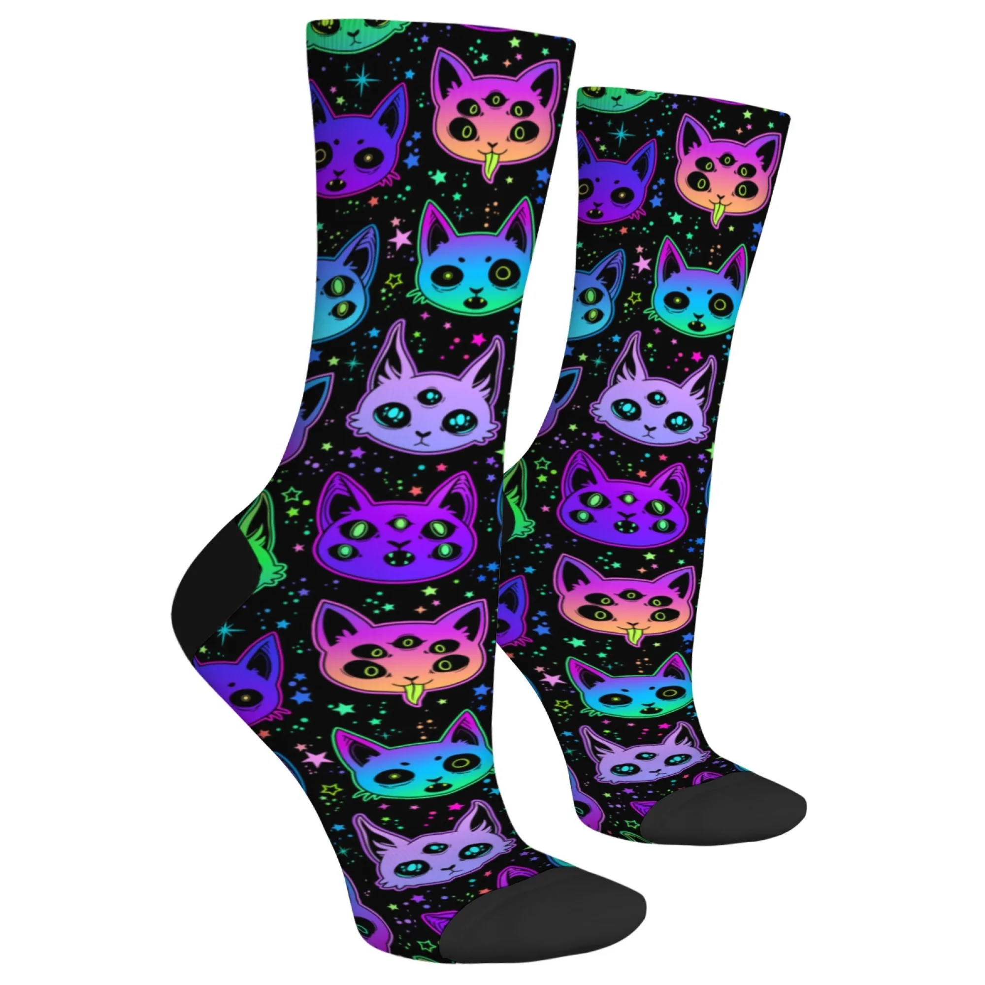 الخيال الشيطان القط الجدة جوارب بأشكال مضحكة مريحة للتنفس عدم الانزلاق الرجال الجوارب Harajuku ريترو الشارع الهيب هوب الجوارب الموضة