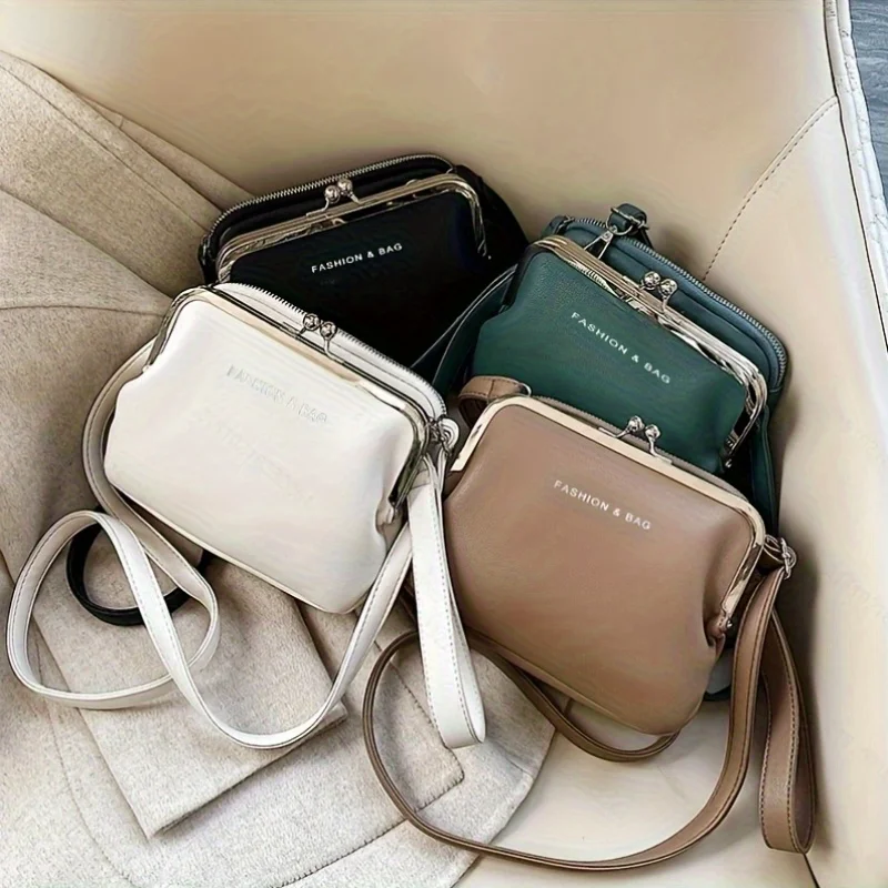 Multifunctional Solid Color Shoulder Bag, Korean Version Women's Bag, Zipper Closure, Large Capacity Multi-layer Handbag
