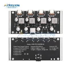 4 Way PD65W Fast Charging Module Type-C Step Down Module Supports PD3.0/2.0 QC3.0/2.0 FCP AFC DC 12-30V to 5V 9V 12V 20V