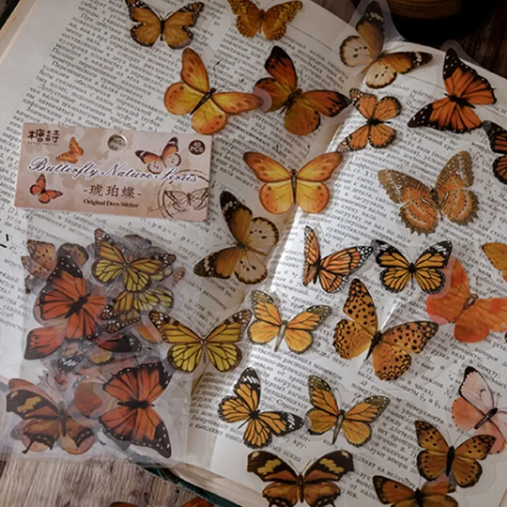 Adhesive Notebook Handbook DIY Material Butterfly Decorative Sticker Journal Stickers Stationery Sticker Scrapbooking Stickers