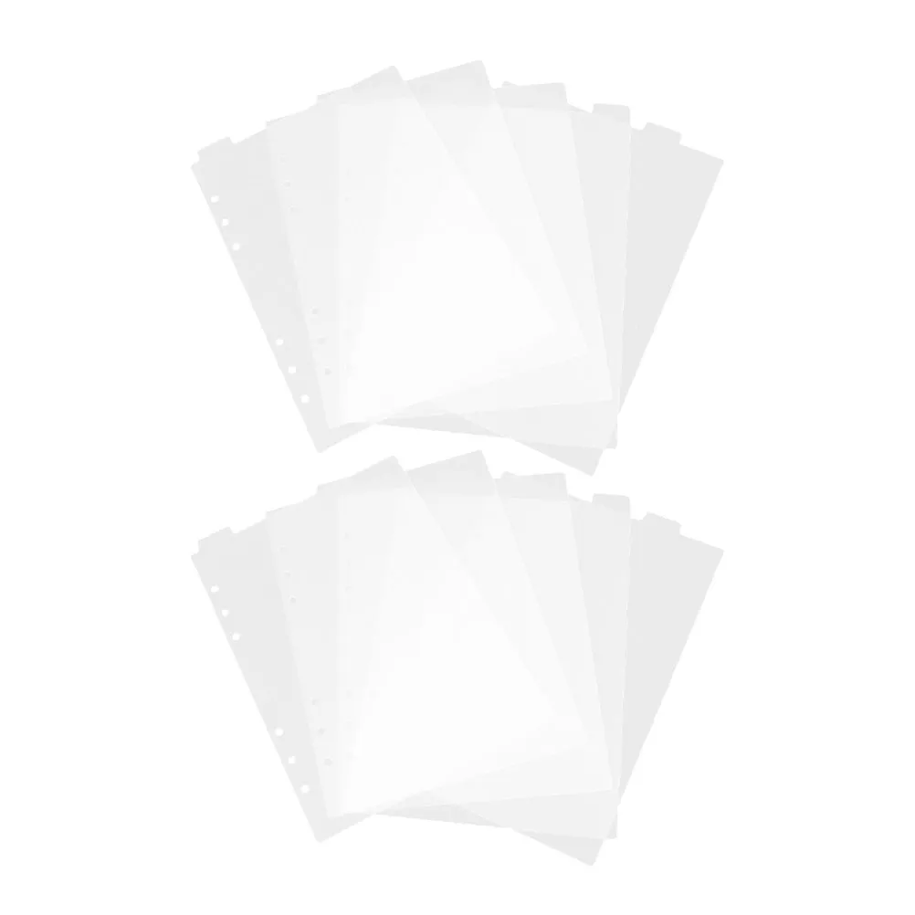 

10 Sheets Transparent PVC Binder Dividers with Writable Tabs for Notebooks Journals Planners Office School Use Index