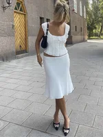 Foridol White Lace Summer Women Set Sleeveless Crop Top+midi Skirt Outfits 2025 Beach Holiday Chic Vintage Sundress Dress Set - Image 5