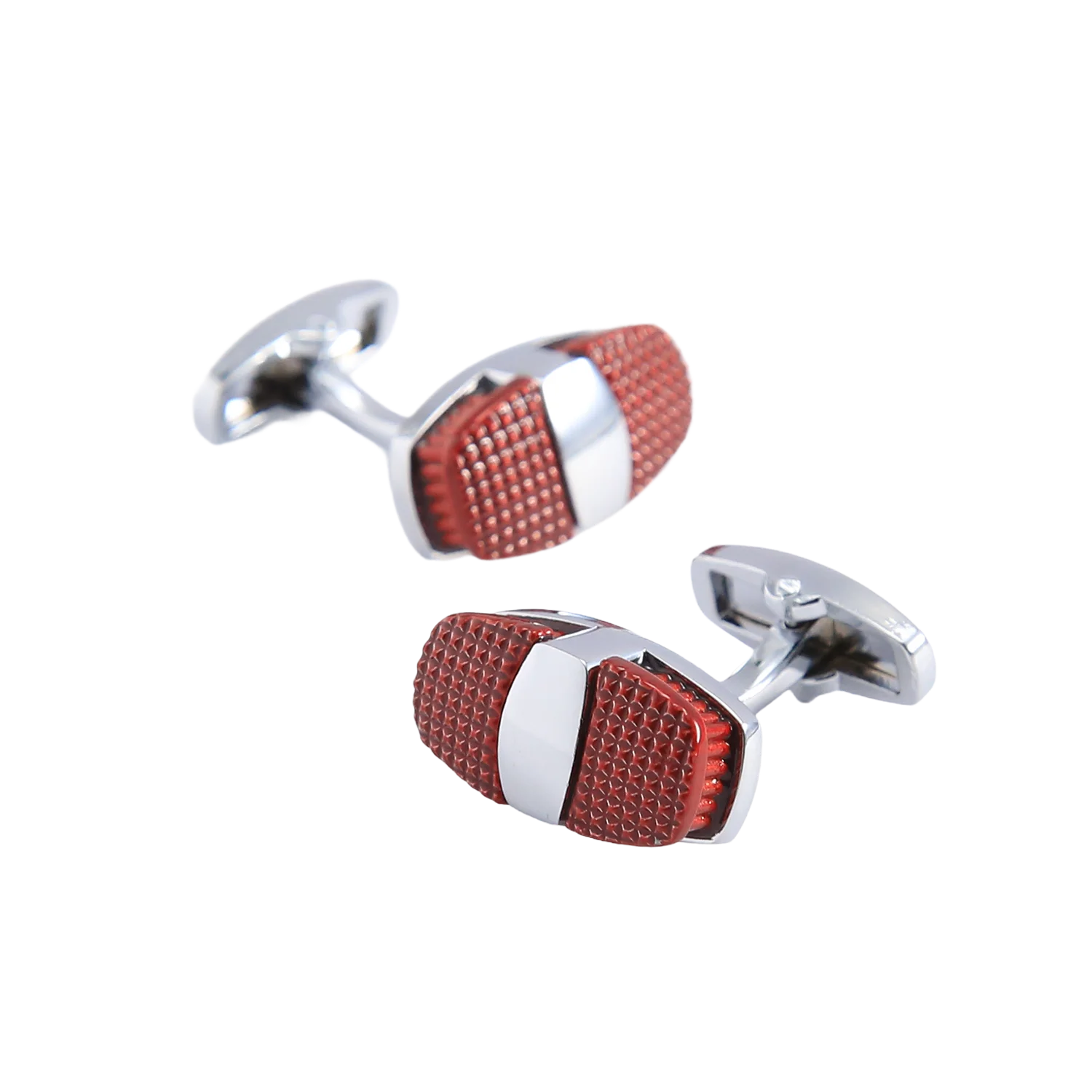 New Fashion Oval Shape Silver Plated Cufflinks Copper Red Men's Business Shirt Button Women's Party Dress Jewelry Accessories