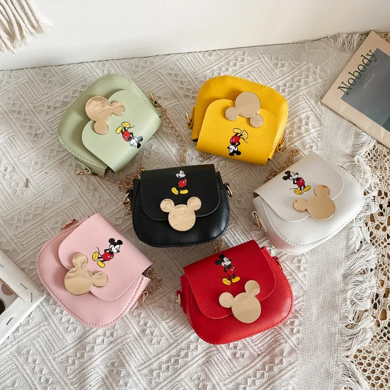 Disney Mickey Minnie Mouse PU Shoulder Bag 2021 New Bag Children Kids Coin Purse Fashion Mickey Pattern Chain Bag for Girls Bag