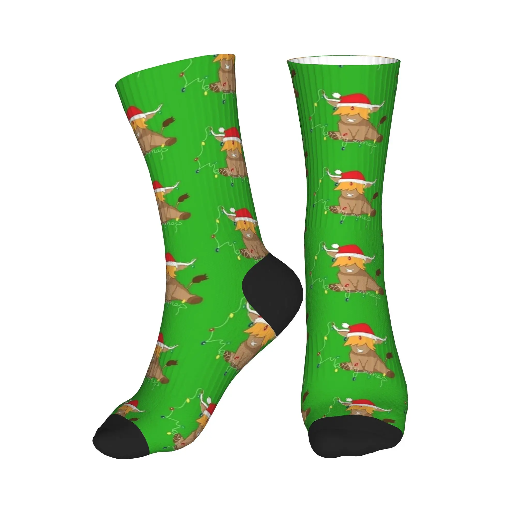 لطيف البقرة العجل أضواء عيد الميلاد الجوارب المضادة للبكتيريا جوارب الرجال تنفس الجري جوارب رياضية الخريف تصميم غير رسمي الجوارب #2