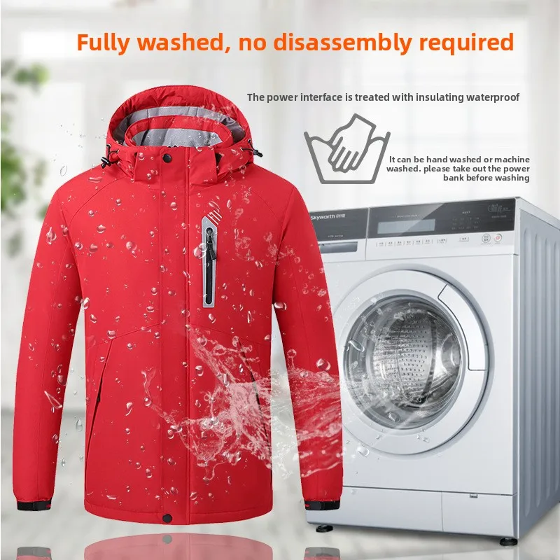 2025 الذكية USB سترة ساخنة الرجال معطف طويل دافئ الرياضات الشتوية في الهواء الطلق الصوف مبطن يندبروف بدلة تزلج التدفئة الكهربائية الملابس #2