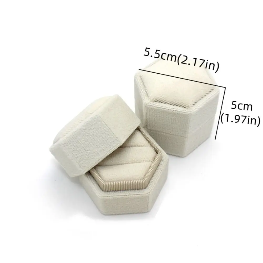 Fashion Two Slots Velvet Rings Holder Luxury Hexagon Rings Bearer Box Proposal Storage Rings Display Case Couple