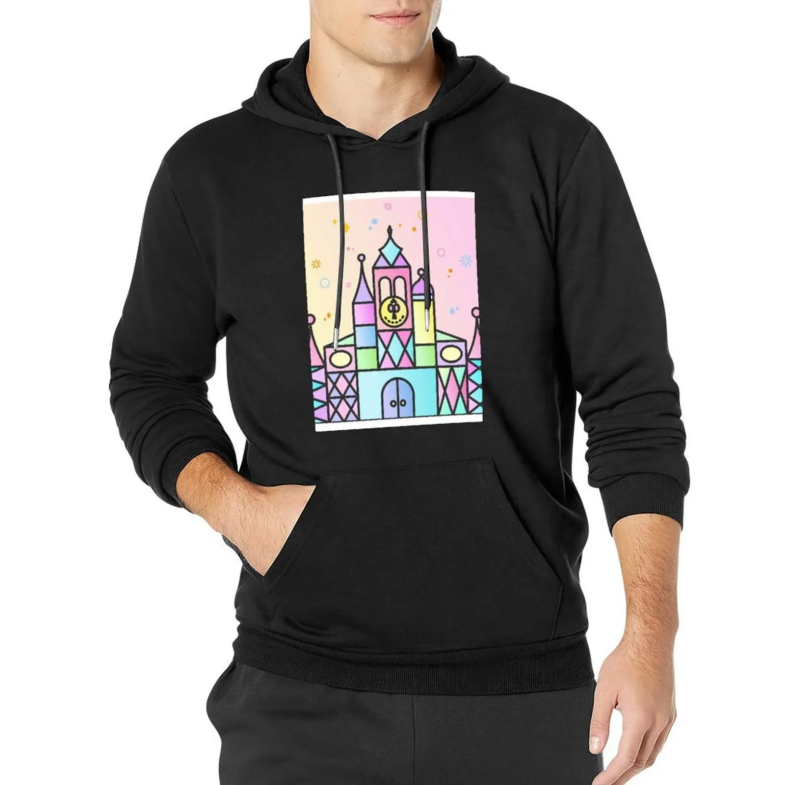 

It's a Small World After All Colourful Castle Pullover Hoodie mens clothes autumn new products man hoodie