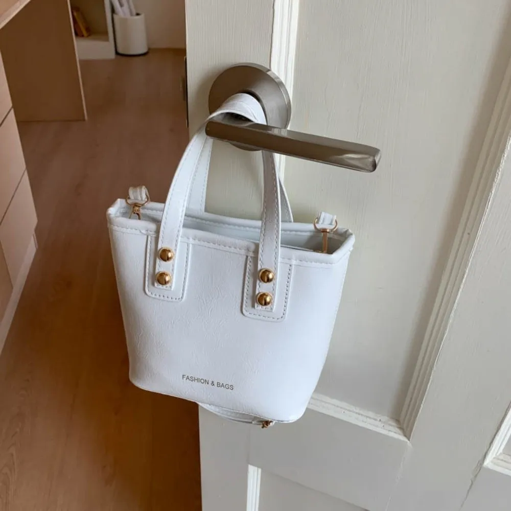 

Casual Solid Color Square Bags Small Pu Leather Bucket Bag Women Luxury Crossbody Bag Female