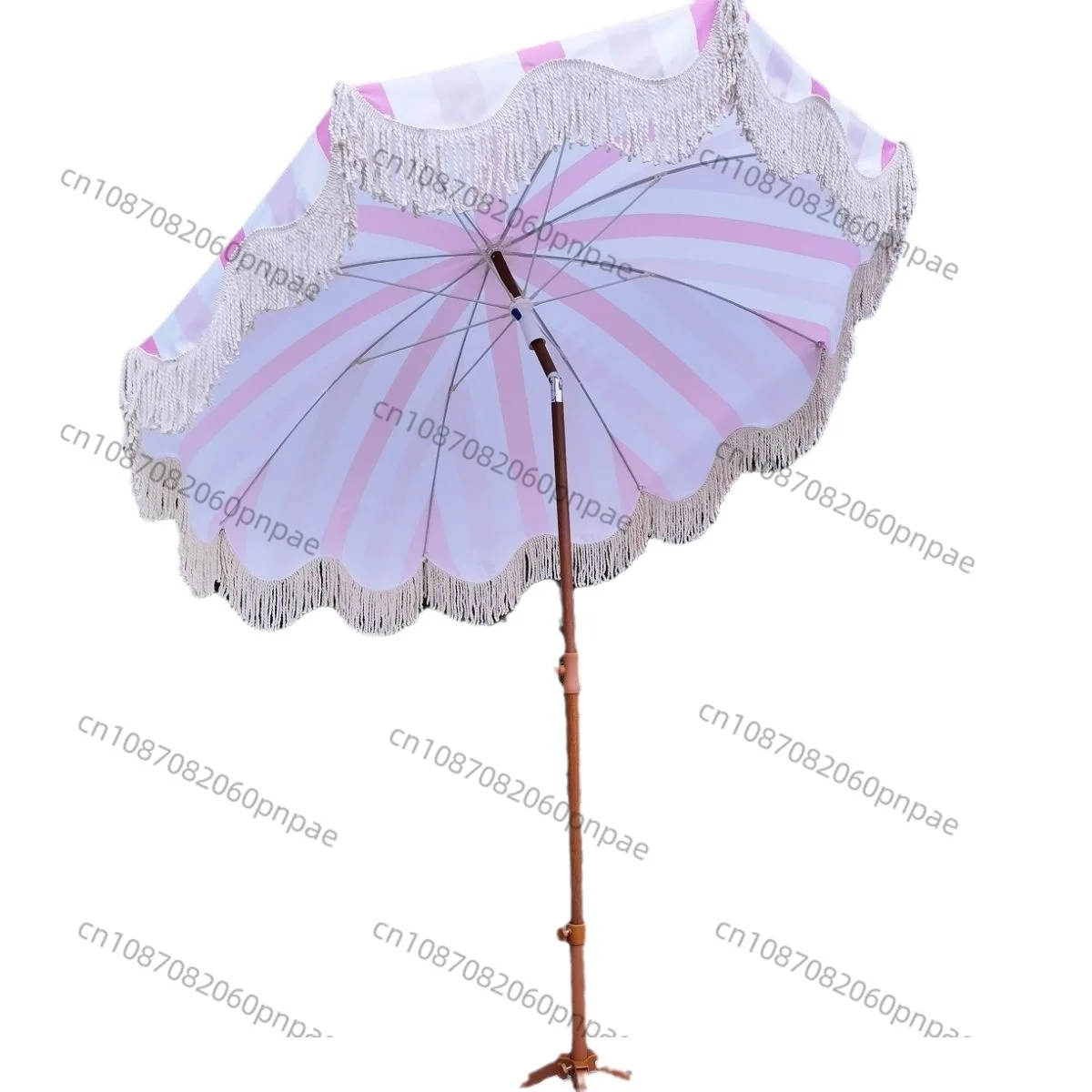 

New cross-border striped beach umbrella, garden courtyard sun umbrella, swimming pool, pastoral vacation, outdoor shade tassel u