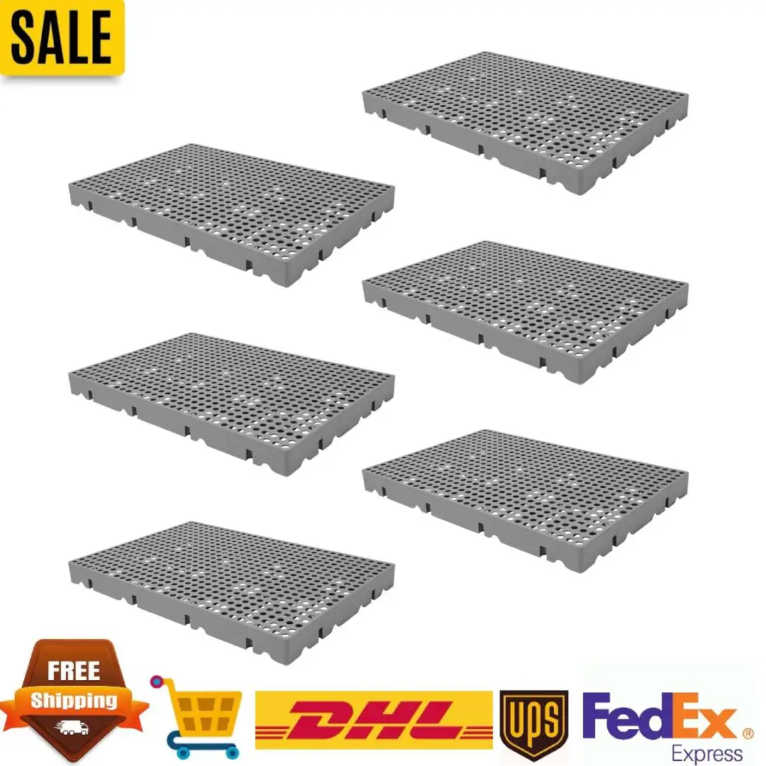 

6PCS Moisture-Proof Floor Pallet 4409LBS/m² Load Breathable Round Hole Ventilation Storage Pad for Warehouse Garage Storage