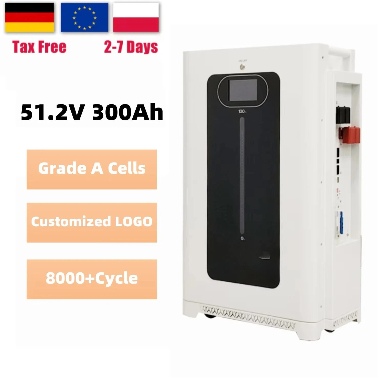 EU Stock Power Wall 48V 51.2V 280ah 300Ah 10Kwh 15kwh Lifepo4 Home Battery Solar Power Energy Storage Lifepo4 Battery Pack