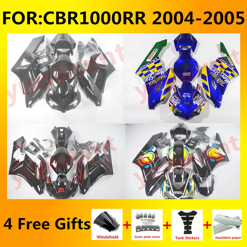 Motorcycle Fairing Set Body Kit Plastic For CBR1000RR CBR 1000RR CBR1000 RR 2004 2005 Accessories Injection Bodywork Black zxmt