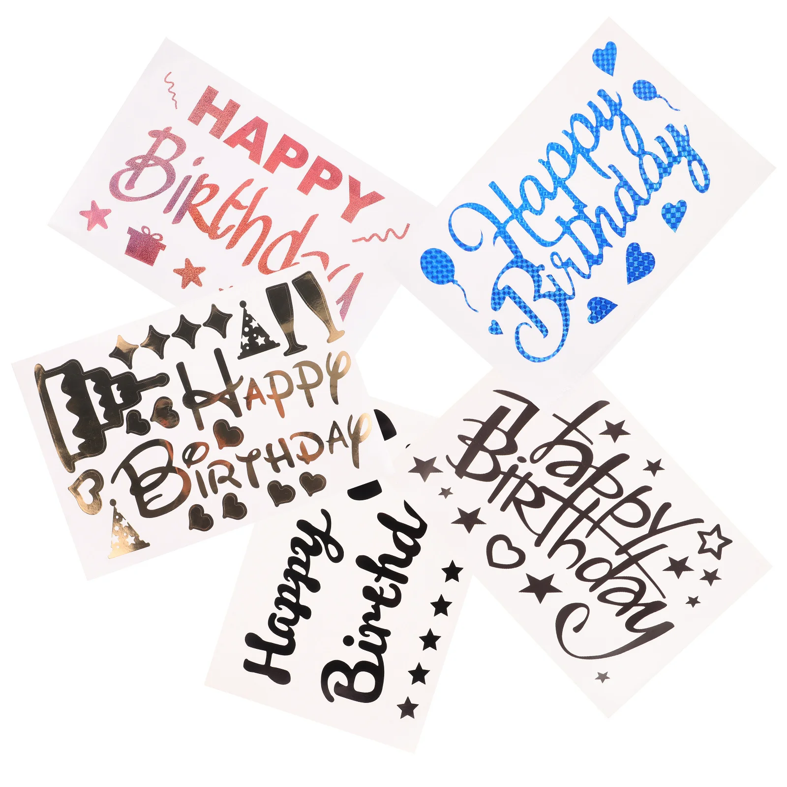 5Pcs Birthday Party Letters Stickers Decals Balloon Decoration Stickers Creative Birthday Supplies for Party Decoration
