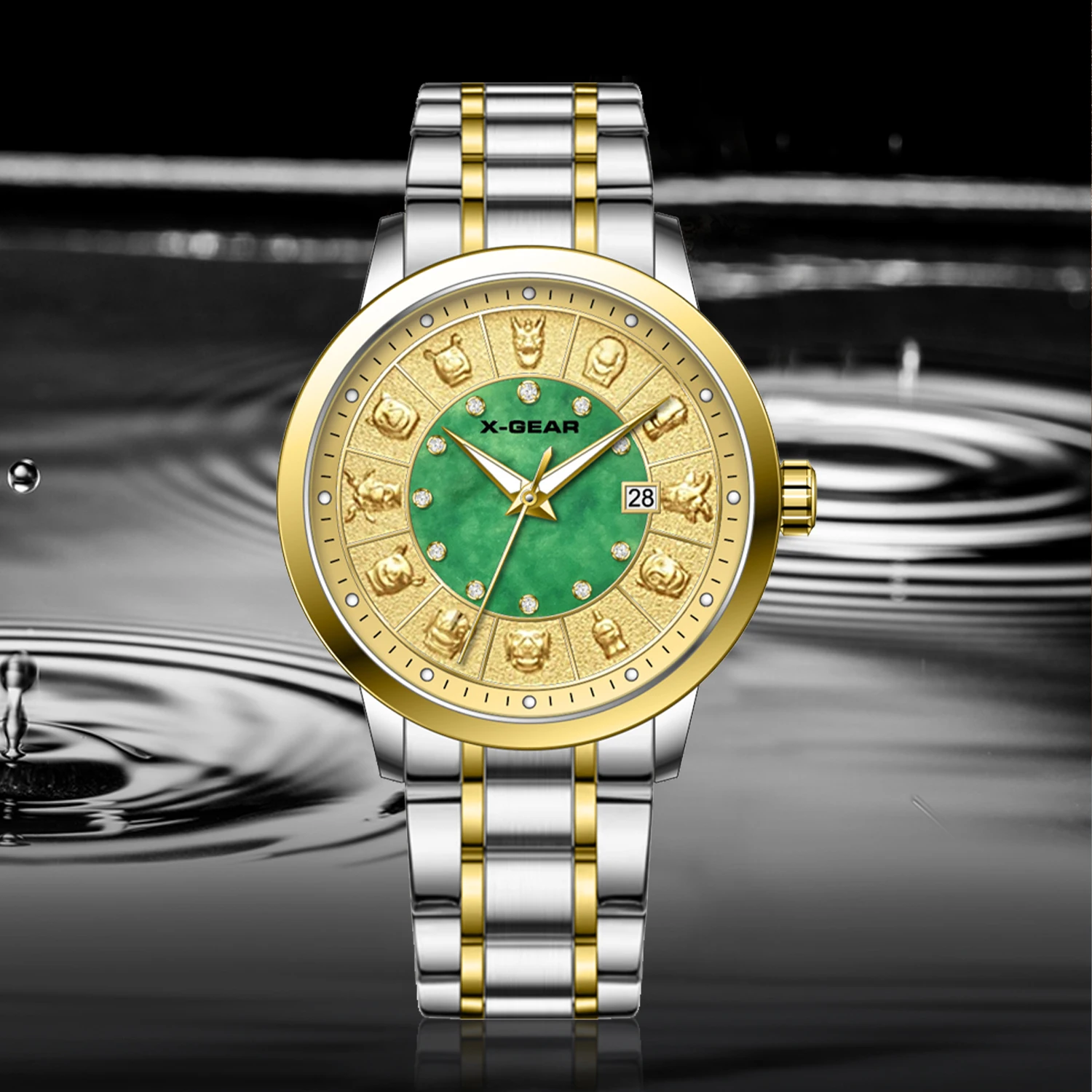 ساعة X-GEAR للرجال كاجوال كوارتز بإبزيم من الفولاذ المقاوم للصدأ مقاومة للماء بتقويم مضيء للرجال